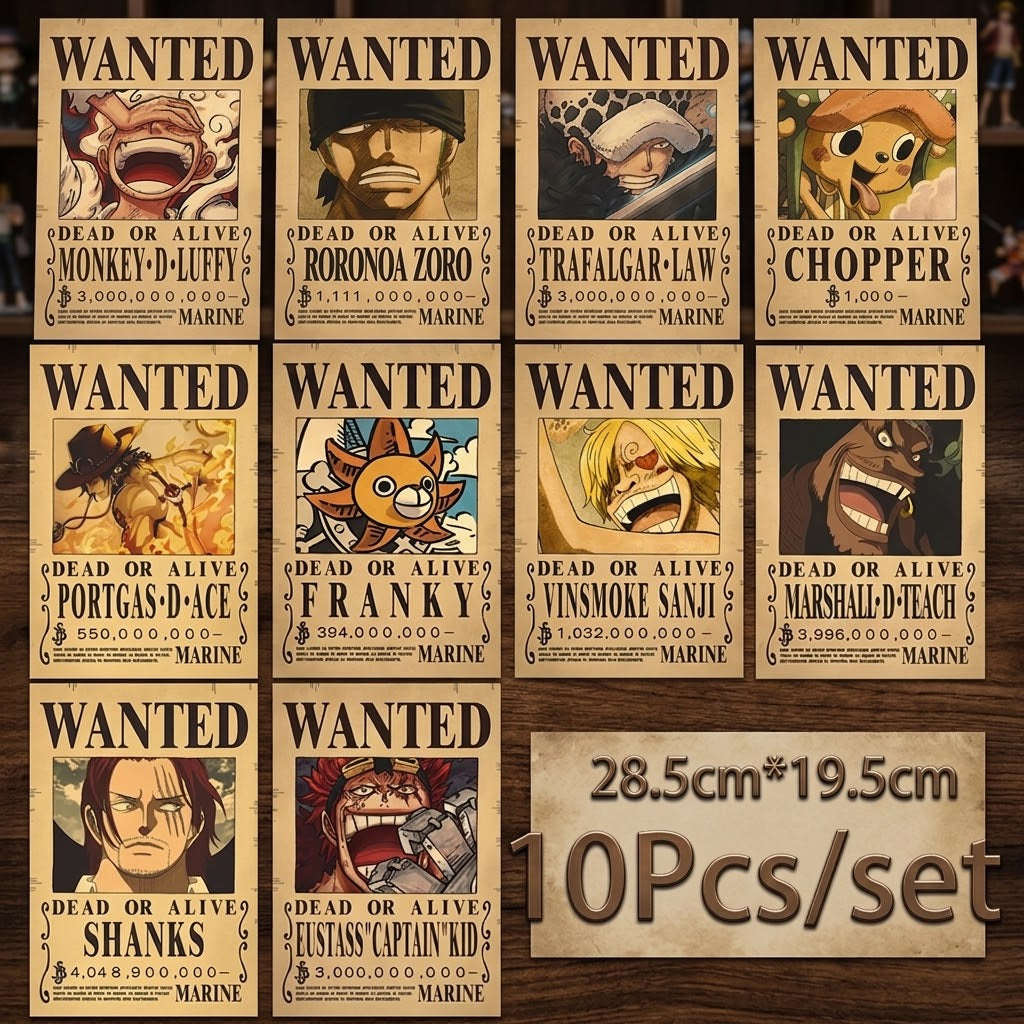 One Piece Vintage Wanted Posters Set