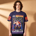 Men's One Piece Kaido Strongest Creature Japanese Text Skull Sleeve Print T-Shirt
