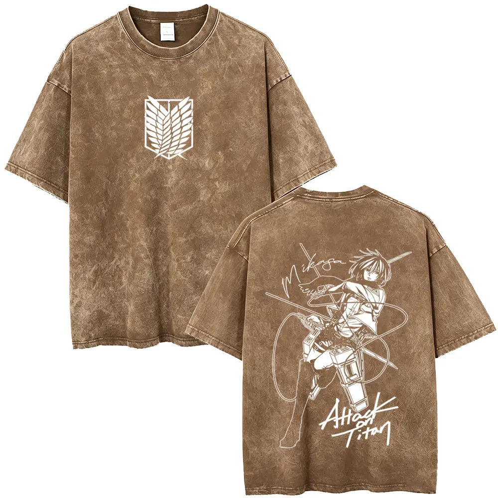 Attack on Titan Mikasa Ackerman Vintage Washed Cotton Tee