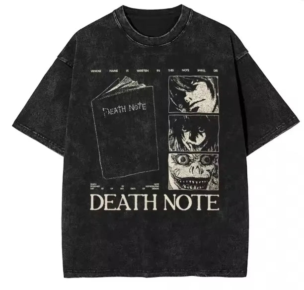 Death Note Harajuku Vintage Washed Cotton Graphic Tee
