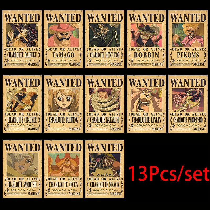 One Piece Vintage Wanted Posters Set