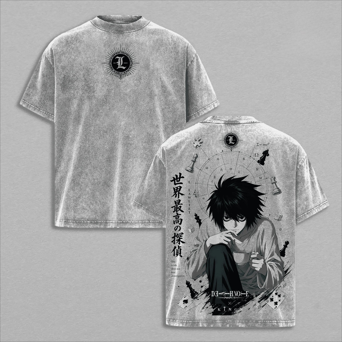 Death Note L Lawliet Japanese Manga Vintage Washed Cotton Tee