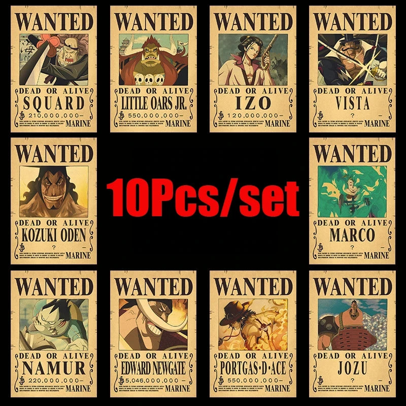 One Piece Vintage Wanted Posters Set