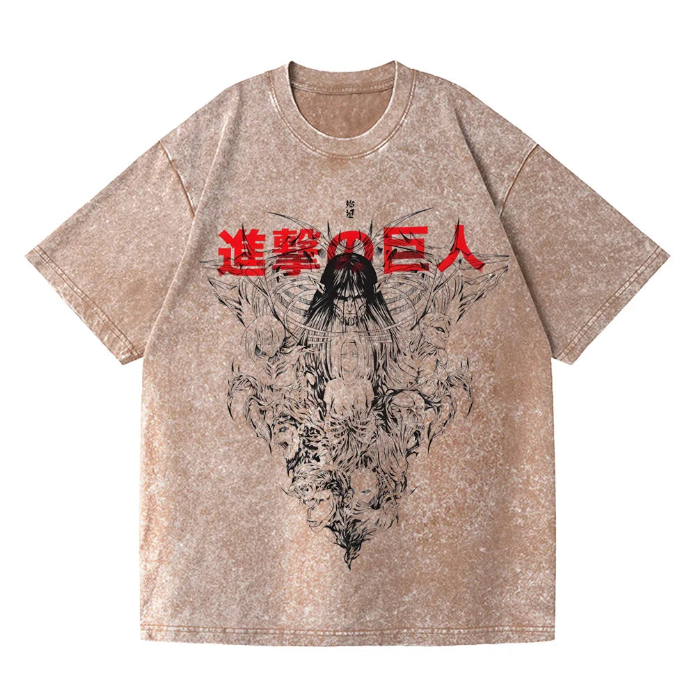 Attack on Titan Harajuku Vintage Washed Cotton Tee