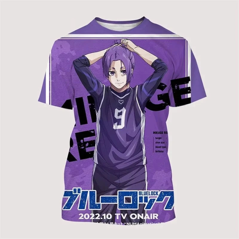 Blue Lock 3D Printed Harajuku Y2K Football Tee