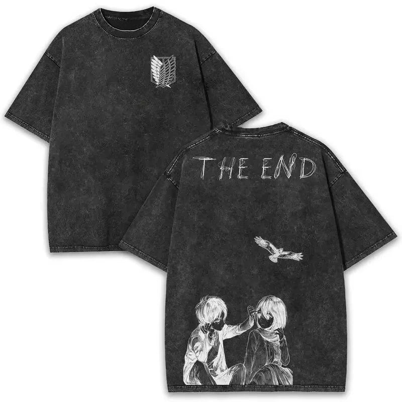 Attack on Titan Eren & Mikasa Vintage Washed Cotton Tee
