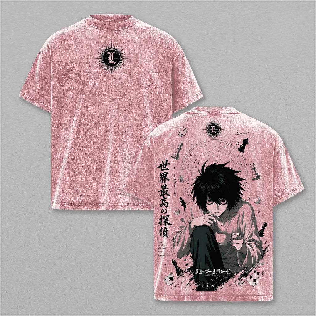 Death Note L Lawliet Japanese Manga Vintage Washed Cotton Tee