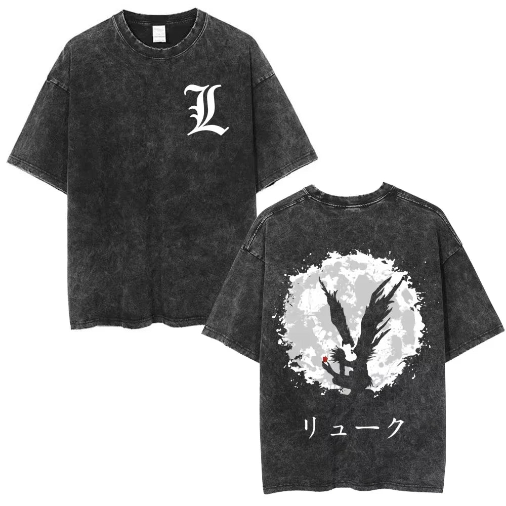 Death Note Light Yagami & L Lawliet Vintage Washed Cotton Tee