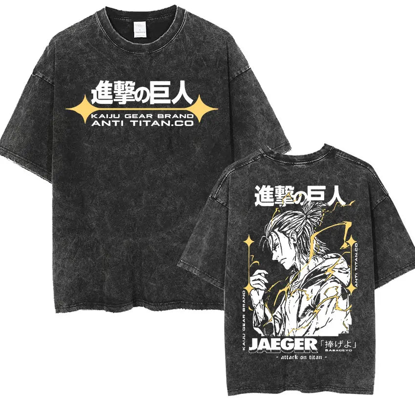 Attack on Titan Vintage Washed Mikasa & Eren Graphic Tee