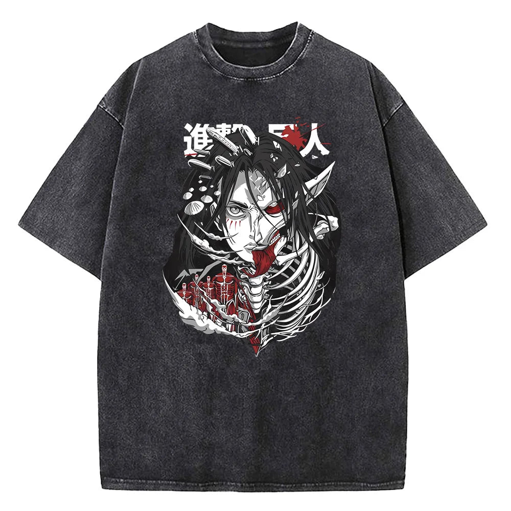 Attack on Titan Harajuku Vintage Washed Cotton Tee
