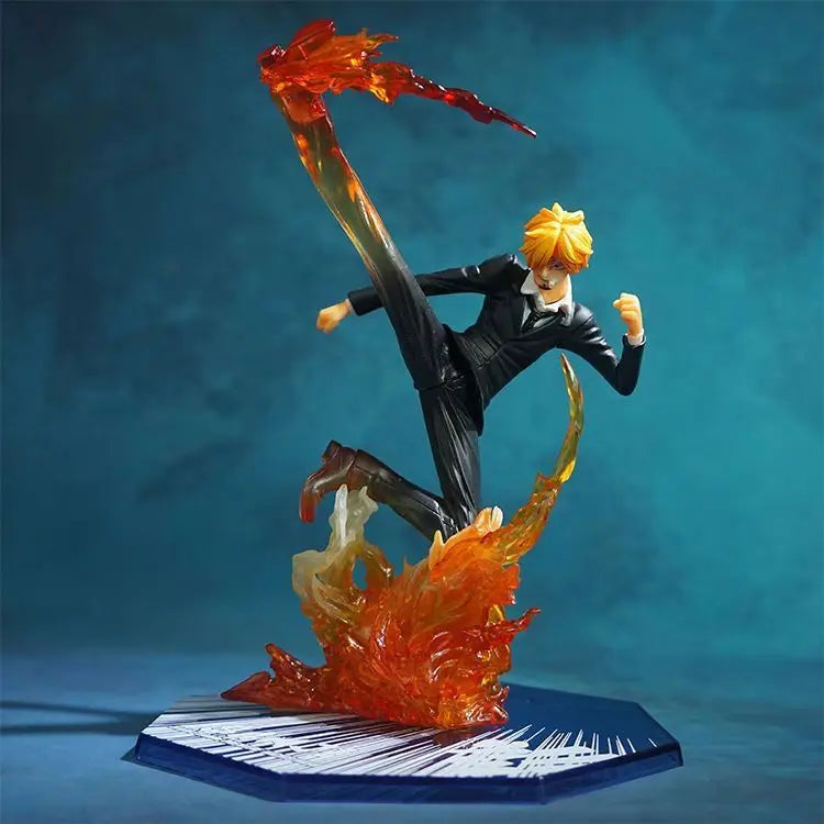 One Piece Sanji Kicking Leg & Zoro Three-Sword Style Statue