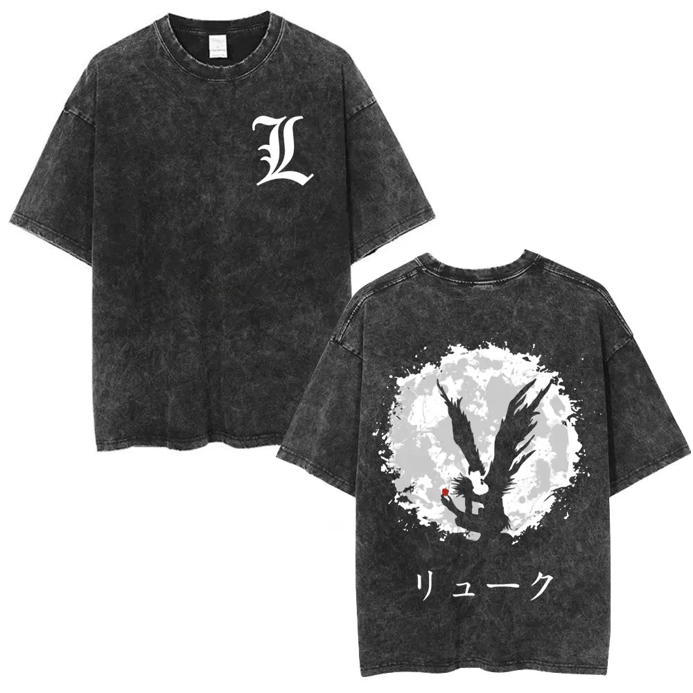 Death Note L Lawliet & Light Yagami Vintage Washed Cotton Tee