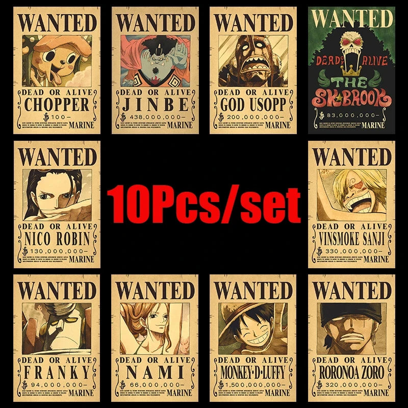 One Piece Vintage Wanted Posters Set