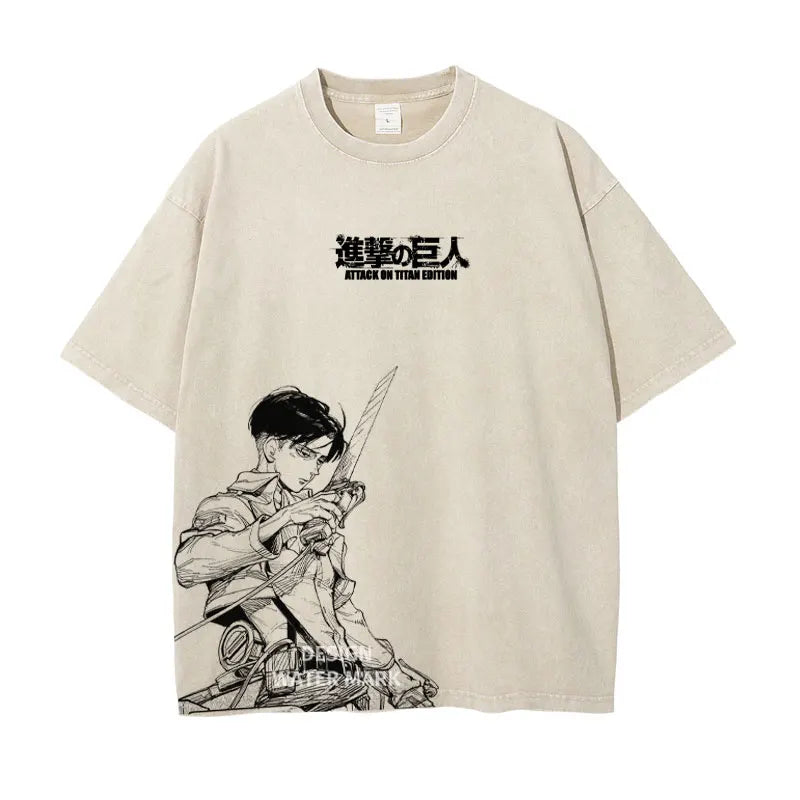 Attack on Titan Levi Ackerman Vintage Washed Cotton Tee
