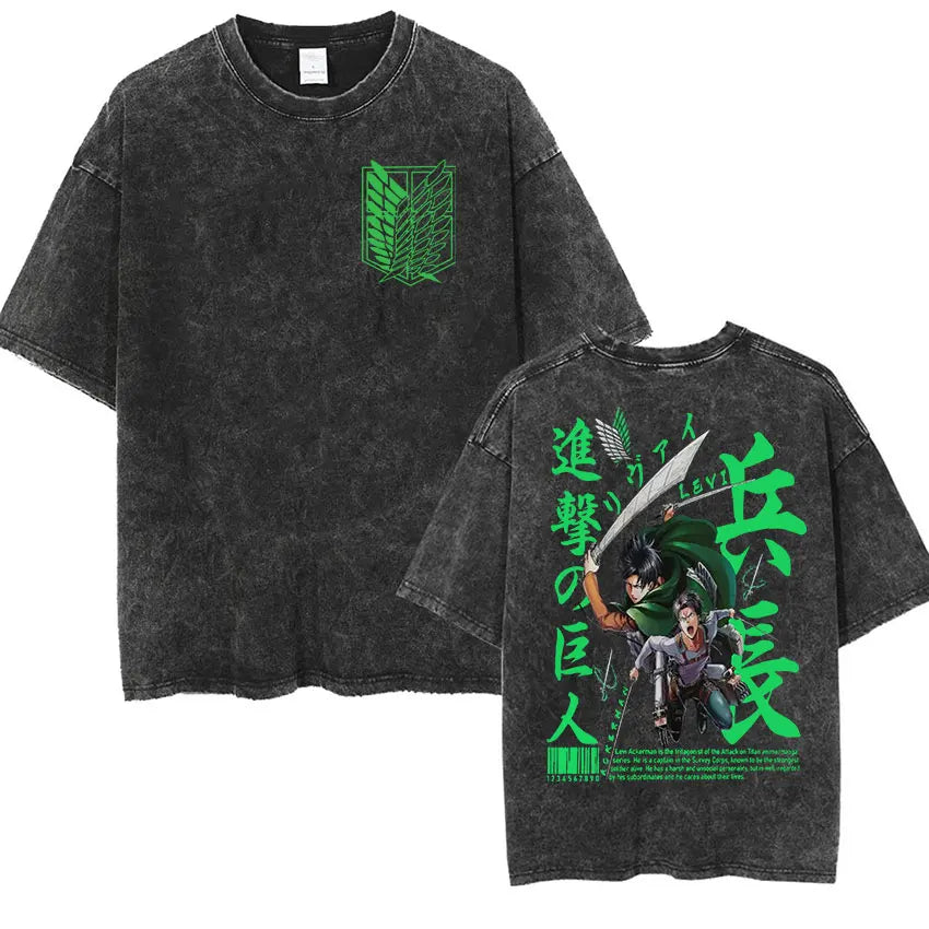 Attack on Titan Vintage Washed Mikasa & Eren Graphic Tee
