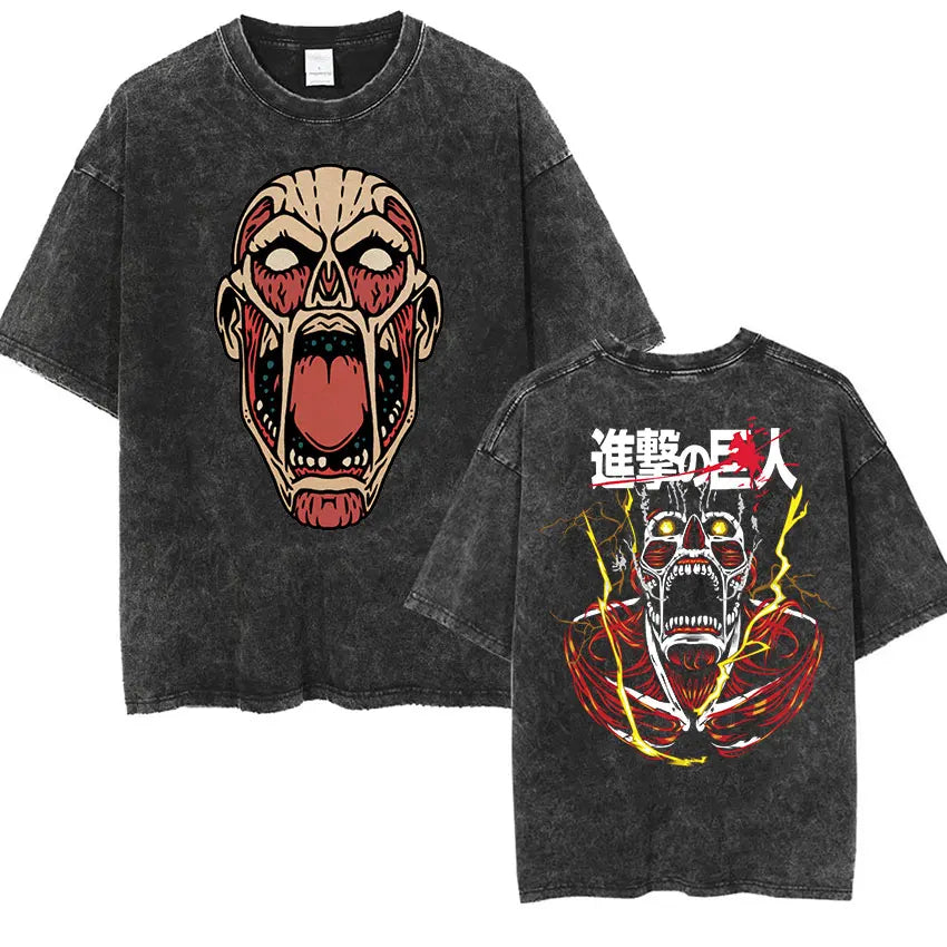 Attack on Titan Vintage Washed Mikasa & Eren Graphic Tee