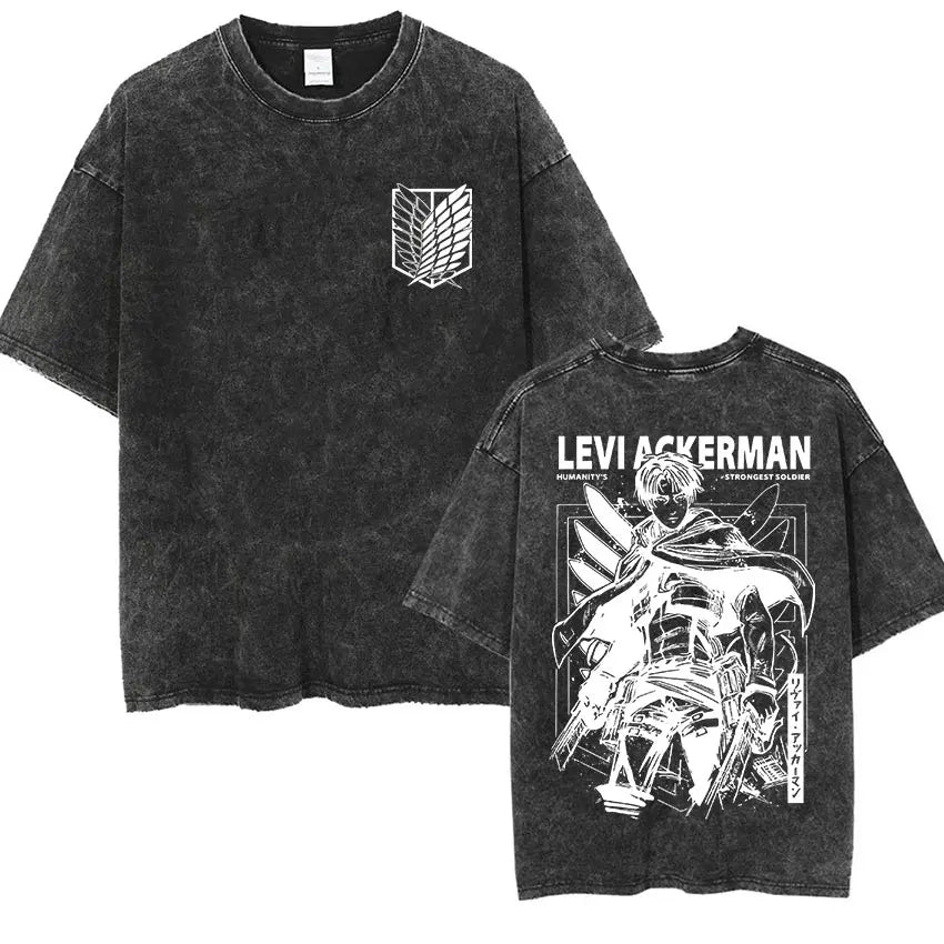 Attack on Titan Vintage Washed Mikasa & Eren Graphic Tee