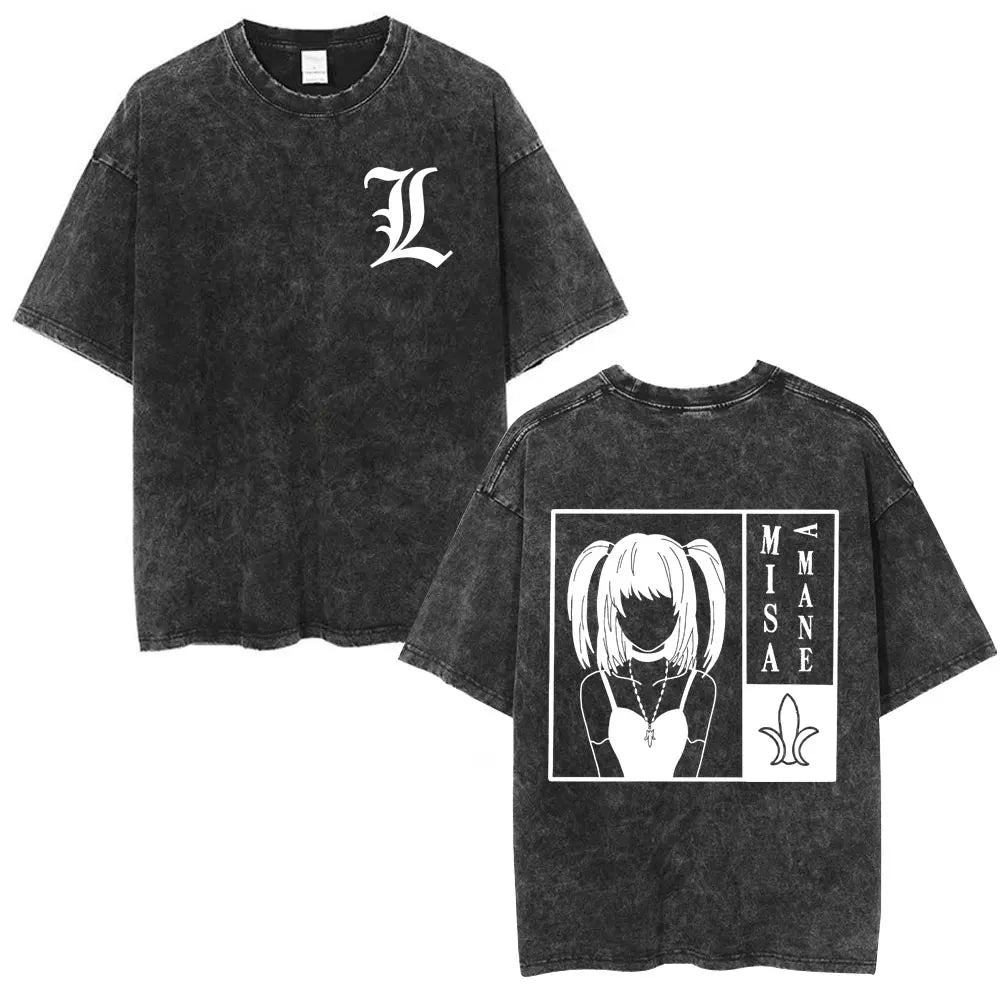 Death Note L Lawliet & Light Yagami Vintage Washed Cotton Tee