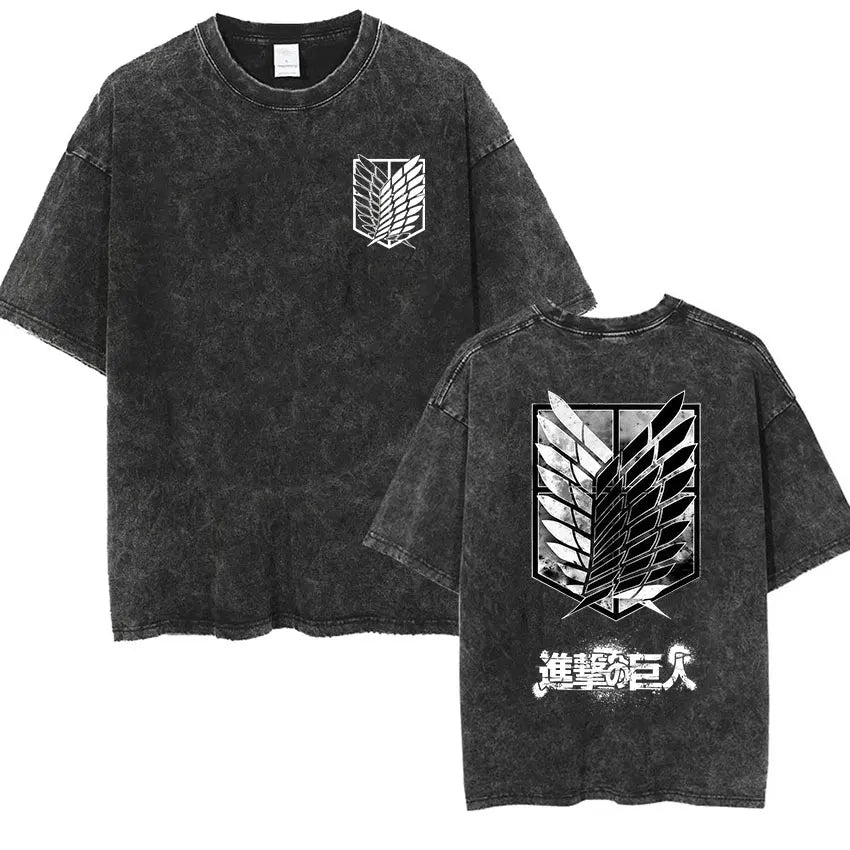 Attack on Titan Vintage Washed Mikasa & Eren Graphic Tee
