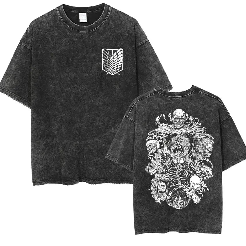 Attack on Titan Vintage Washed Mikasa & Eren Graphic Tee