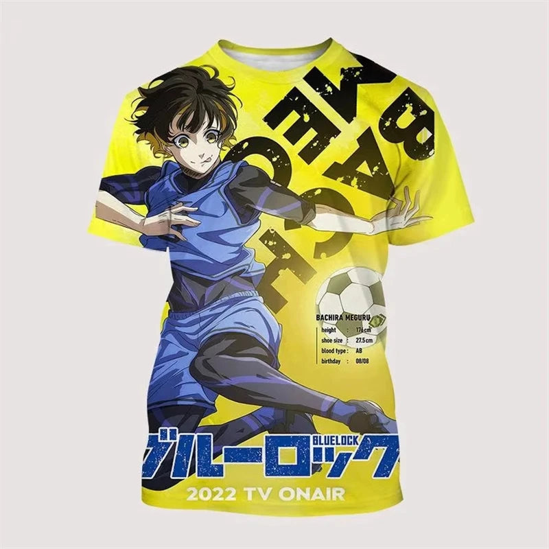 Blue Lock 3D Printed Harajuku Y2K Football Tee