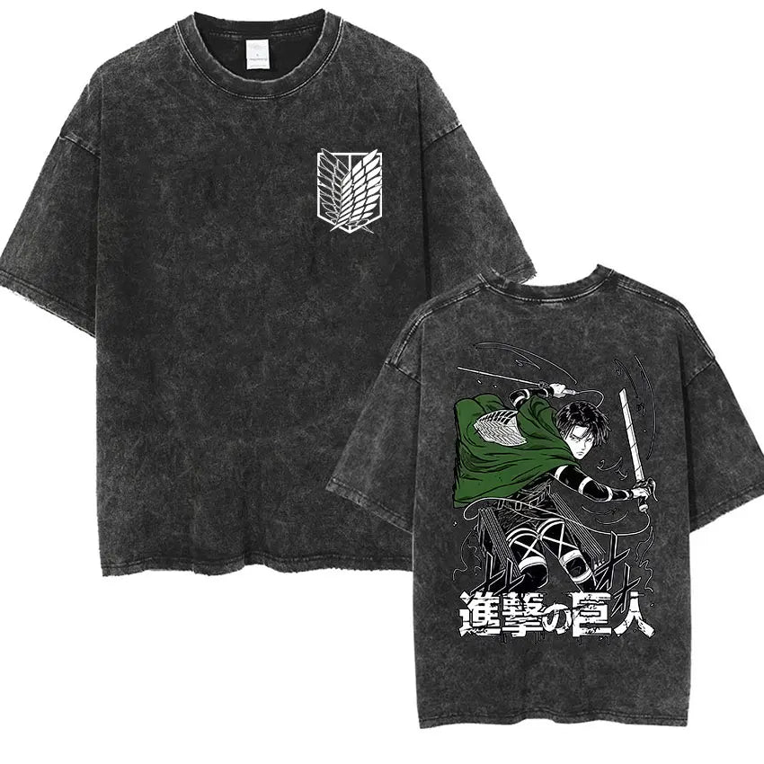 Attack on Titan Vintage Washed Mikasa & Eren Graphic Tee