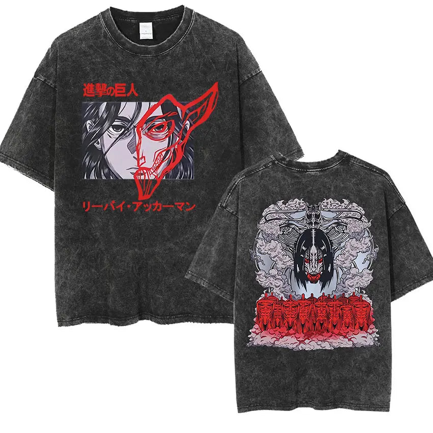 Attack on Titan Vintage Washed Mikasa & Eren Graphic Tee