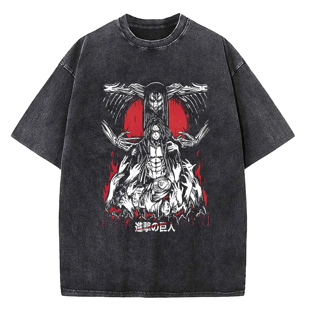 Attack on Titan Harajuku Vintage Washed Cotton Tee