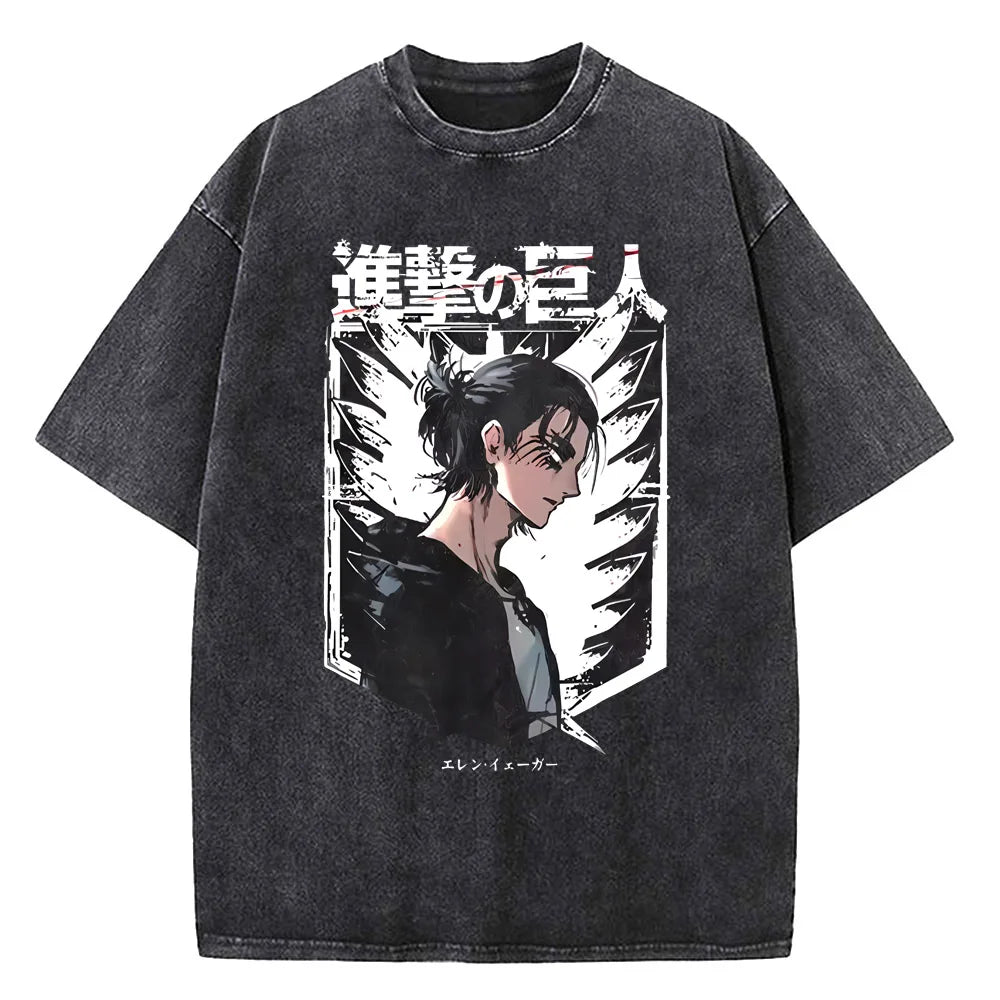 Attack on Titan Harajuku Vintage Washed Cotton Tee