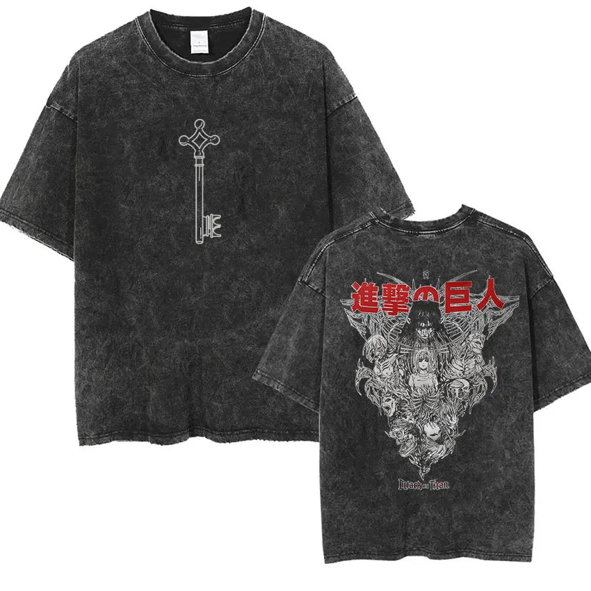 Attack on Titan Vintage Washed Mikasa & Eren Graphic Tee