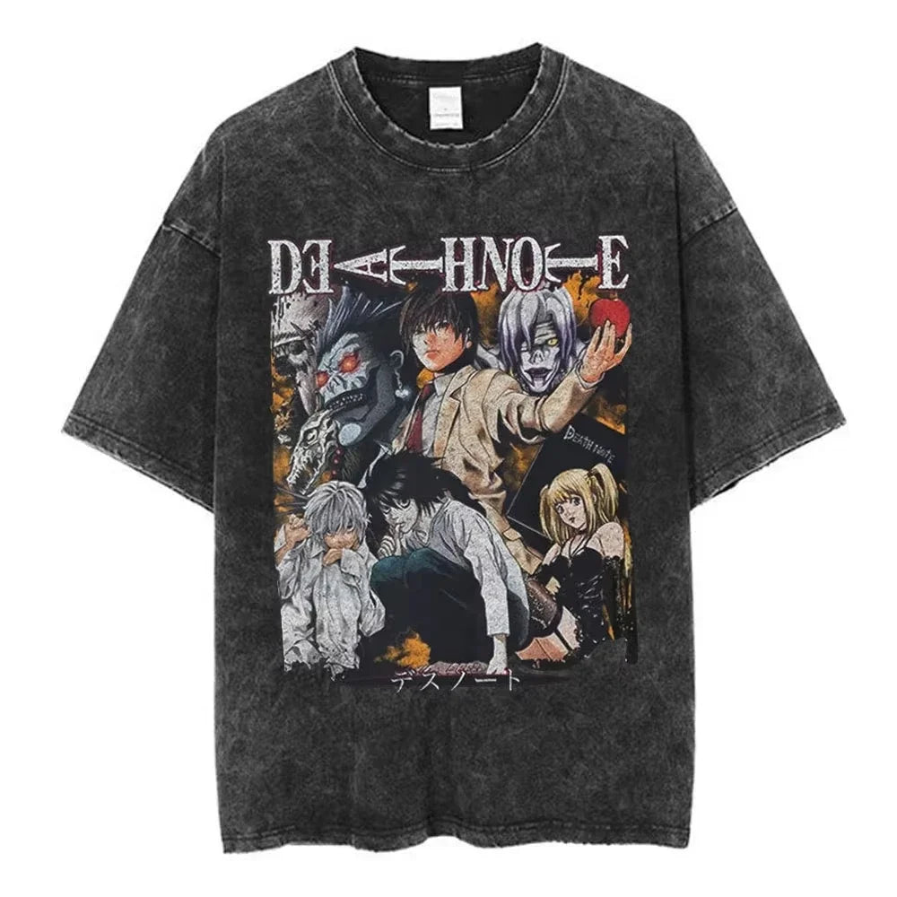 Death Note Light Yagami & L Lawliet Vintage Washed Cotton Tee