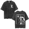 Death Note L Lawliet & Light Yagami Vintage Washed Cotton Tee