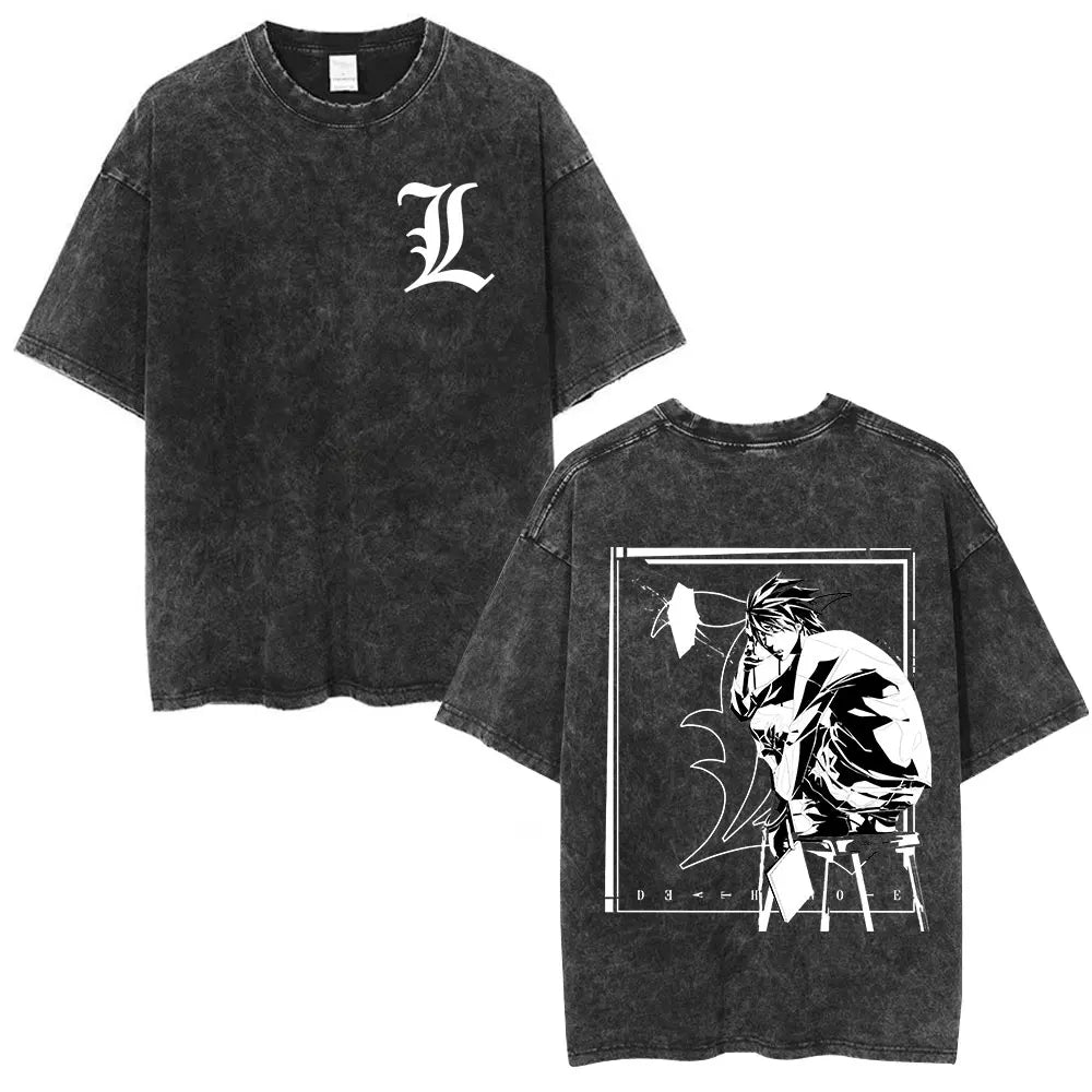 Death Note L Lawliet & Light Yagami Vintage Washed Cotton Tee