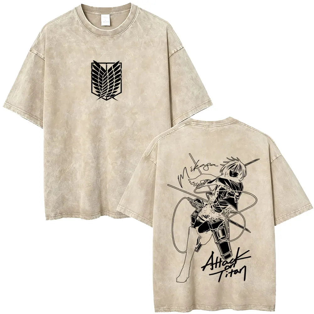 Attack on Titan Mikasa Ackerman Vintage Washed Cotton Tee