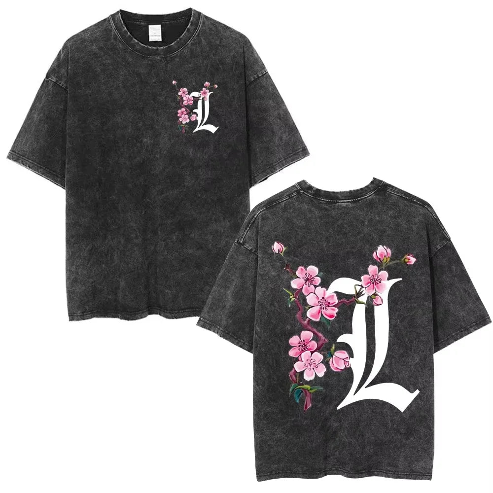 Death Note Light Yagami & L Lawliet Vintage Washed Cotton Tee