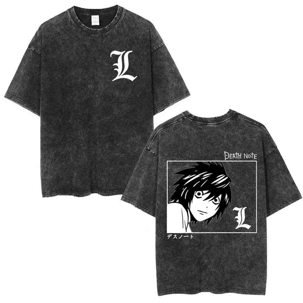 Death Note L Lawliet & Light Yagami Vintage Washed Cotton Tee