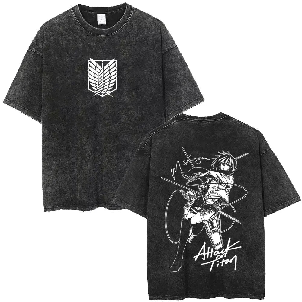 Attack on Titan Mikasa Ackerman Vintage Washed Cotton Tee