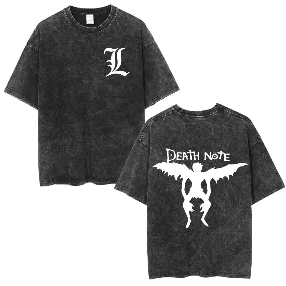 Death Note Light Yagami & L Lawliet Vintage Washed Cotton Tee