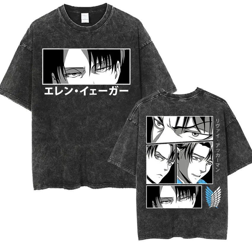 Attack on Titan Vintage Washed Mikasa & Eren Graphic Tee