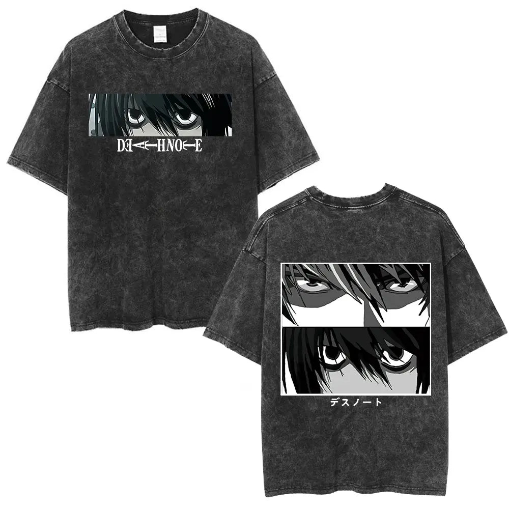 Death Note L Lawliet & Light Yagami Vintage Washed Cotton Tee