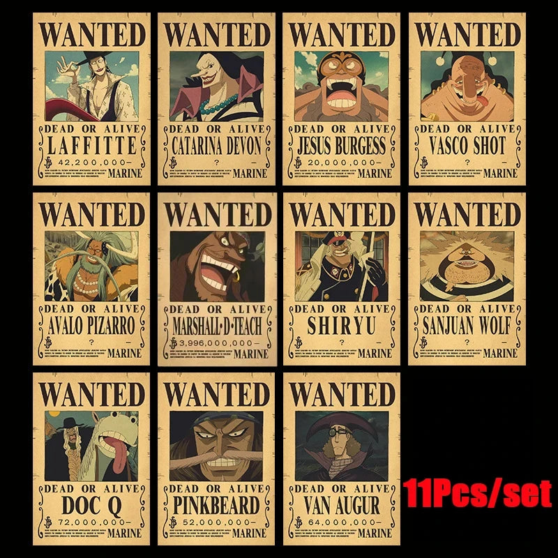 One Piece Vintage Wanted Posters Set