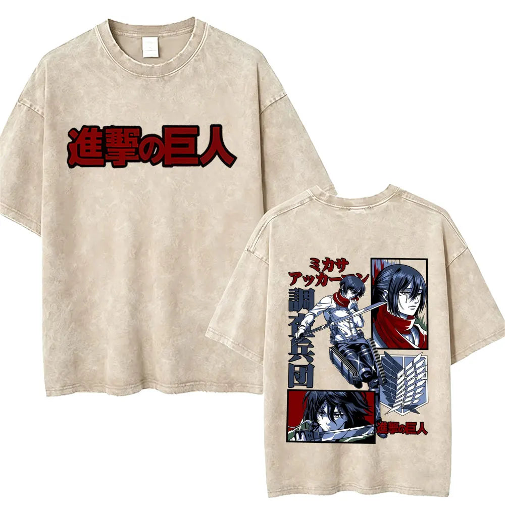 Attack on Titan Mikasa Ackerman Vintage Washed Cotton Tee