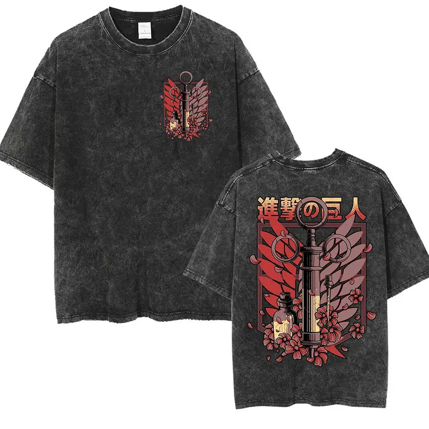 Attack on Titan Vintage Washed Mikasa & Eren Graphic Tee