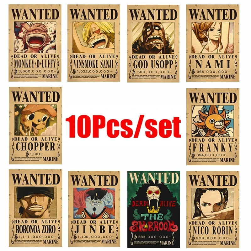 One Piece Vintage Wanted Posters Set