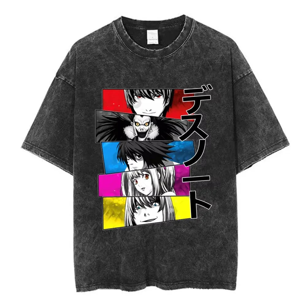 Death Note Light Yagami & L Lawliet Vintage Washed Cotton Tee