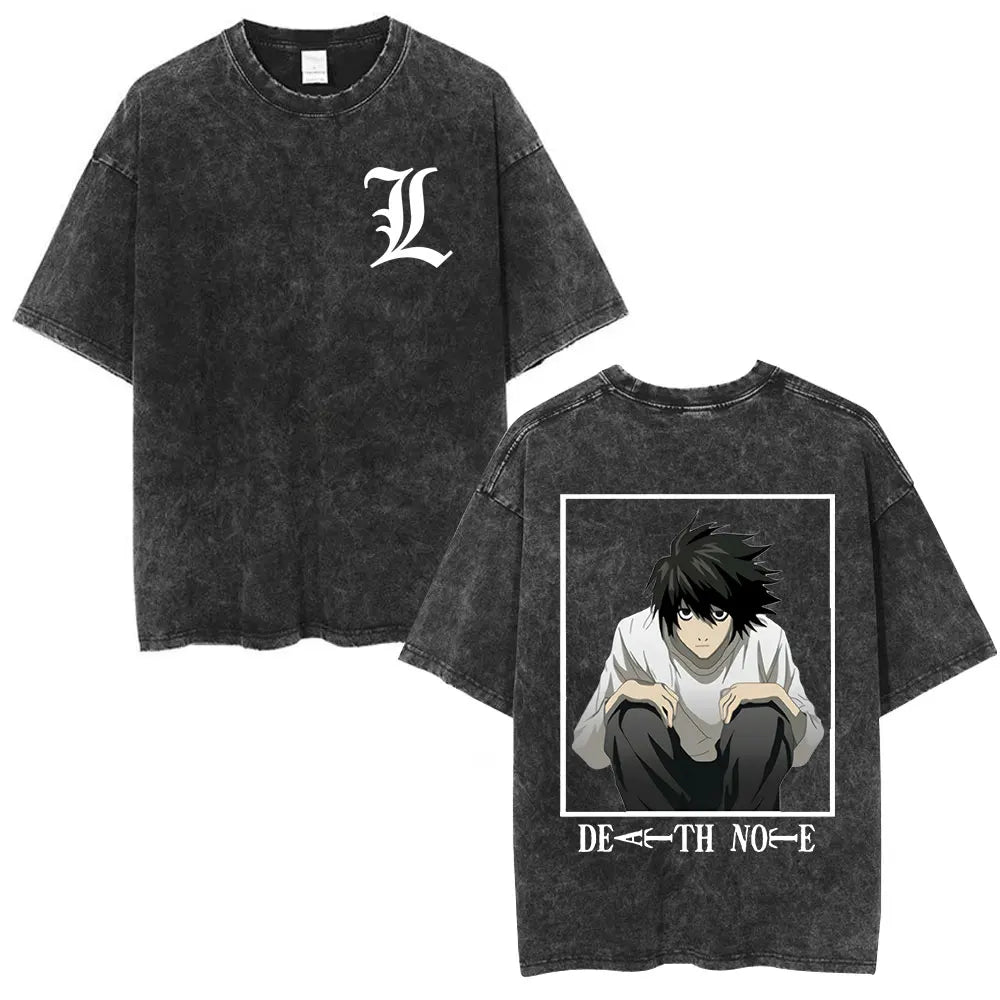 Death Note L Lawliet & Light Yagami Vintage Washed Cotton Tee