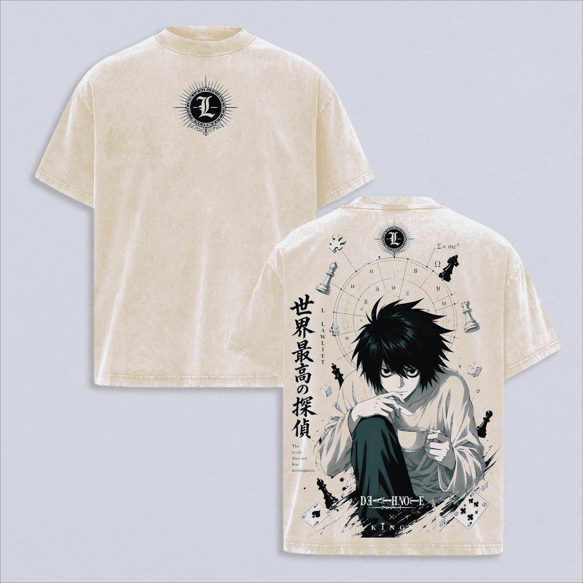 Death Note L Lawliet Japanese Manga Vintage Washed Cotton Tee