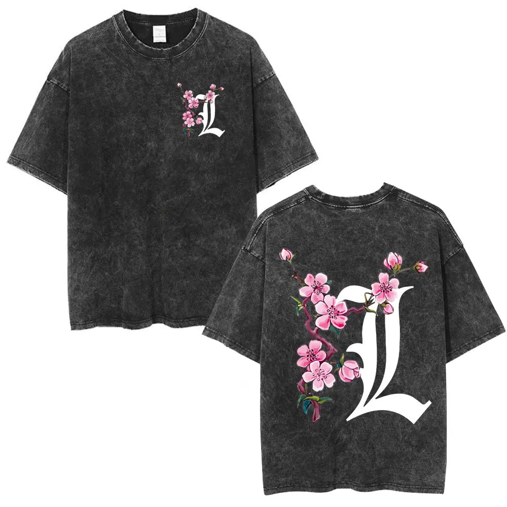 Death Note L Lawliet & Light Yagami Vintage Washed Cotton Tee