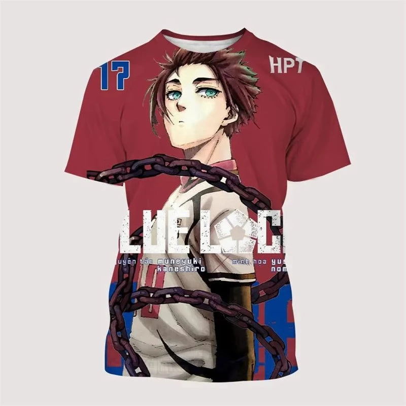 Blue Lock 3D Printed Harajuku Y2K Football Tee
