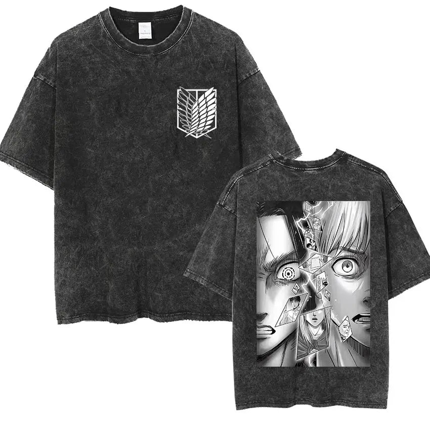Attack on Titan Vintage Washed Mikasa & Eren Graphic Tee